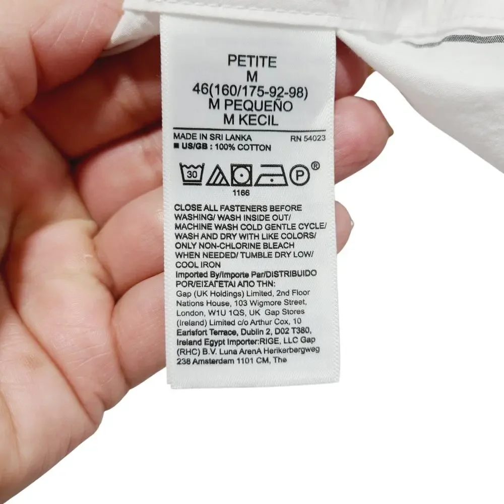 Banana Republic Button Front White w/Gray Size PM OVERSIZED **PRE-OWNED**